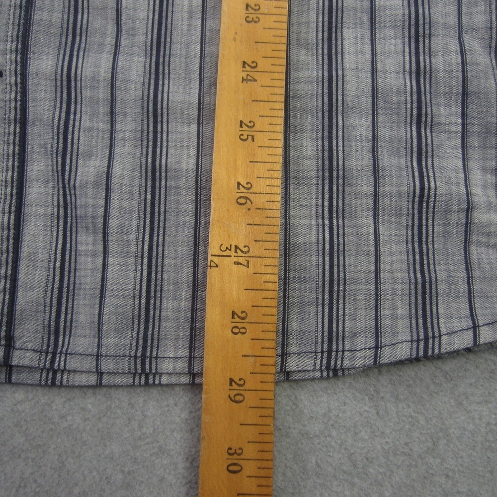 Duluth Shirt Mens Large Gray Relaxed Fit Untucked Striped Button Down SS - Picture 9 of 14